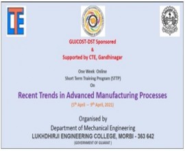 One Week   Online STTP  on  “Recent Trends in Advanced Manufacturing Processes”